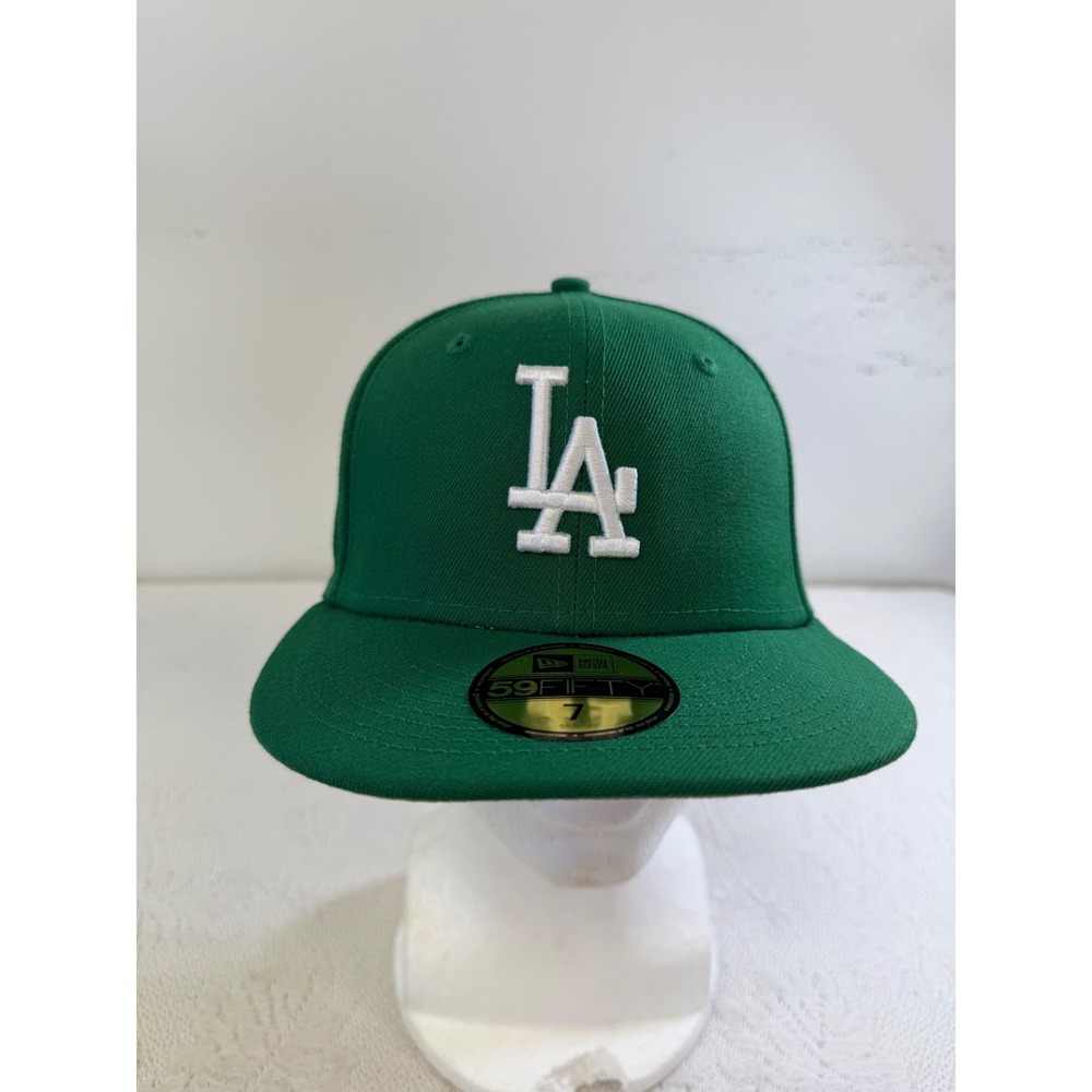 New Era 59FIFTY Los Angeles Dodgers Fitted Hat Green Grey Brim Size 7 55.8cm